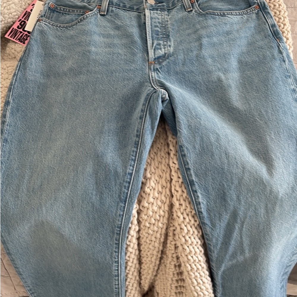 Denim Forum 90’s Vintage Lo-rise Slouchy Light Blue Straight Leg Jeans